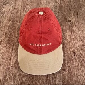 Ask Your Mother - Reddish Orange And Tan Strapback Hat By WEMCO